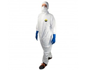 WHITE LAMINATED DISPOSABLE COVERALL TG L